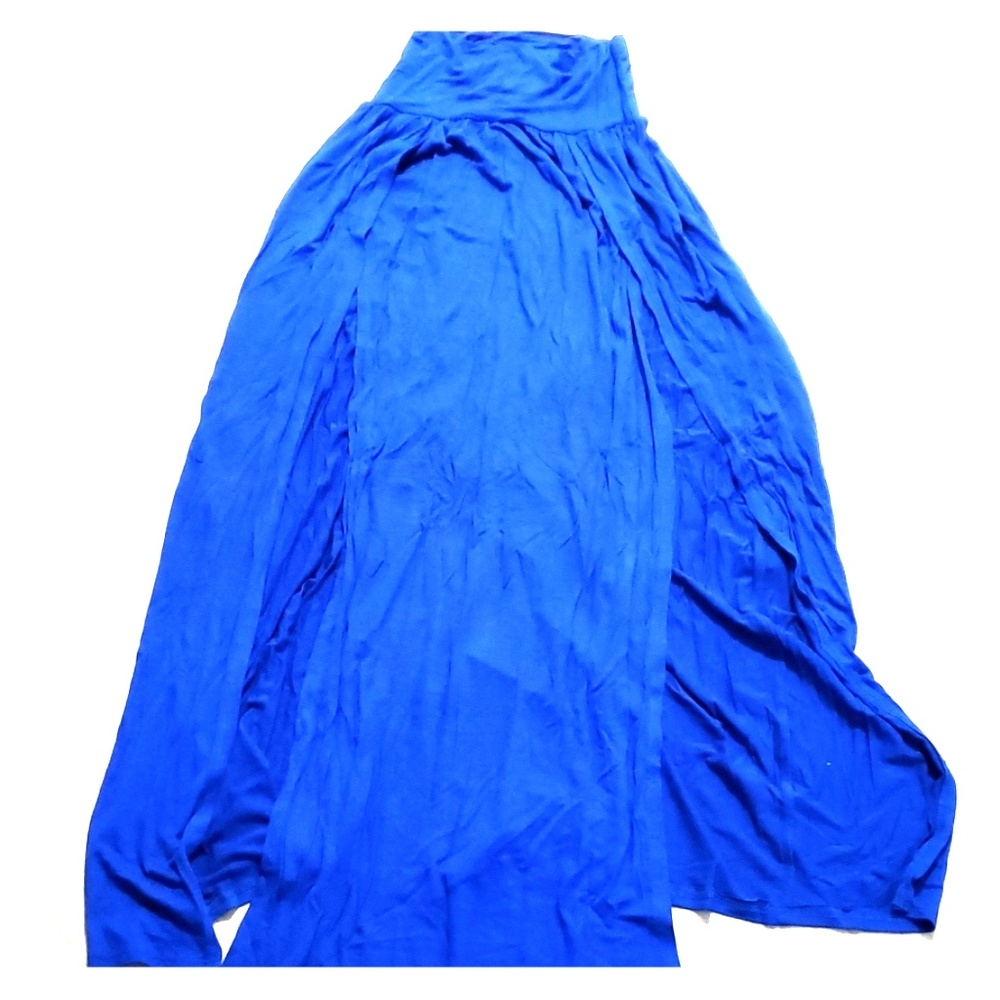 Blue maxi skirt with slits